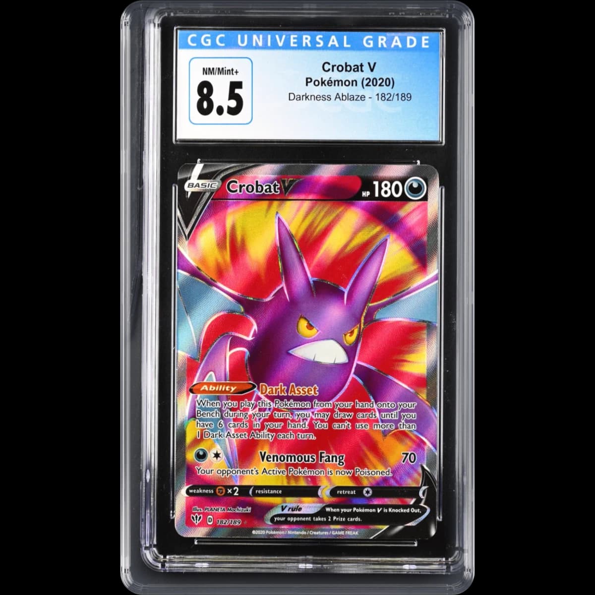 2020 Darkness Ablaze #182/189 Crobat V - Ultra Rare Holo (CGC 8.5 NM-MT+)