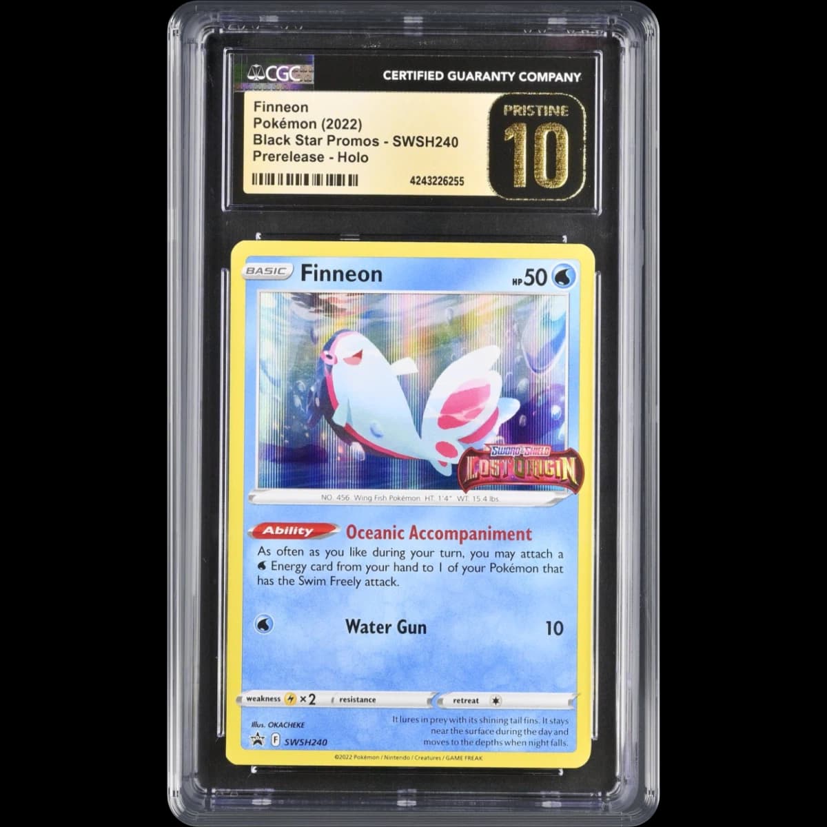 2017 Black Star Promos - Sword & Shield #SWSH240 Finneon - Lost Origin Prerelease (Holo) (CGC 10 PRISTINE)