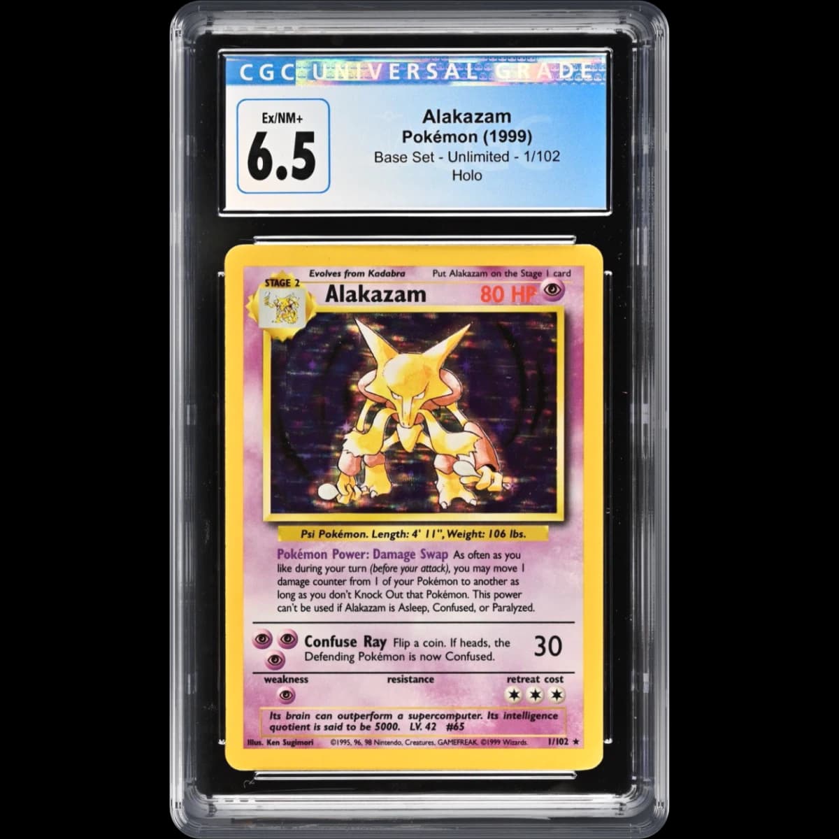 1999 Base Set #1/102 Alakazam - Holo (CGC 6.5 EX-NM+)