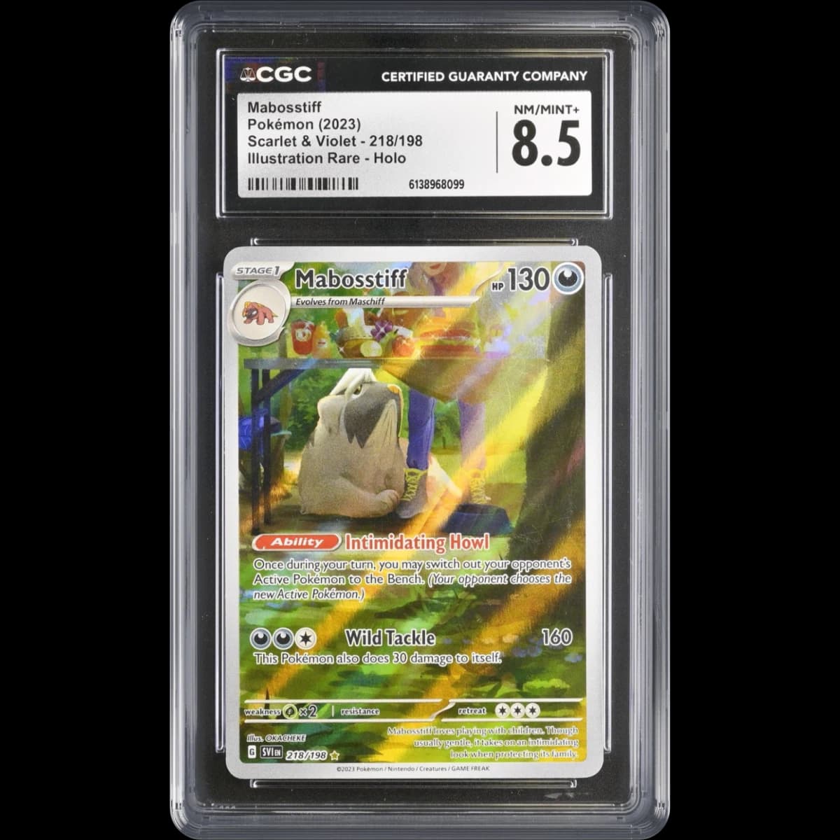 2023 Scarlet & Violet #218/198 Mabosstiff - Illustration Rare Holo (CGC 8.5 NM-MT+)