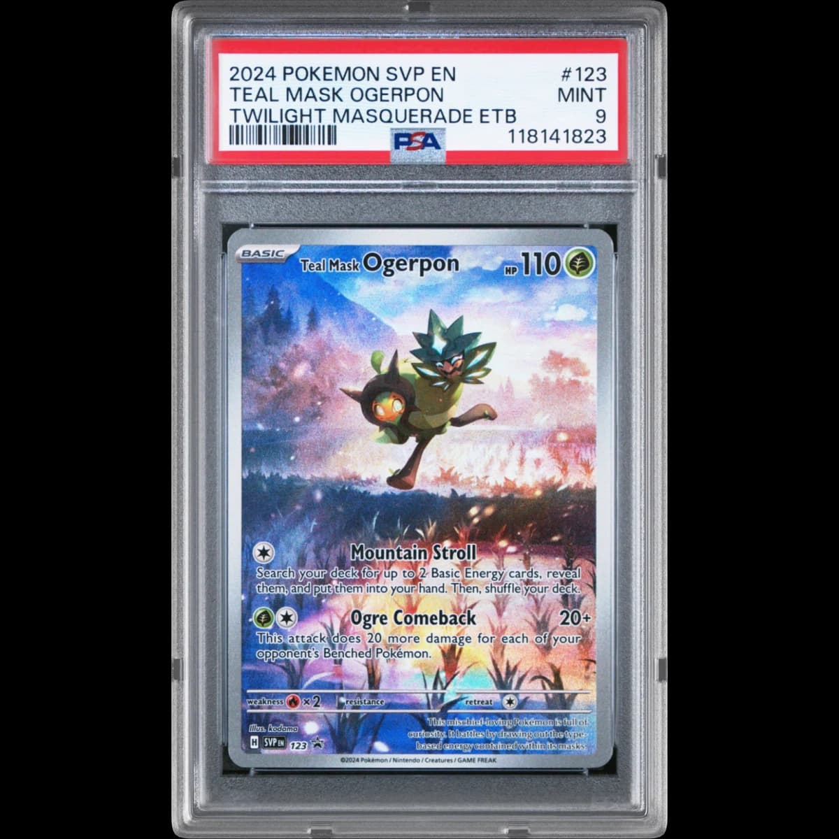2024 Pokémon Svp EN-SV Black Star Promo #123 Teal Mask Ogerpon - Twilight Masquerade Elite Trainer Box (PSA 9 MINT)