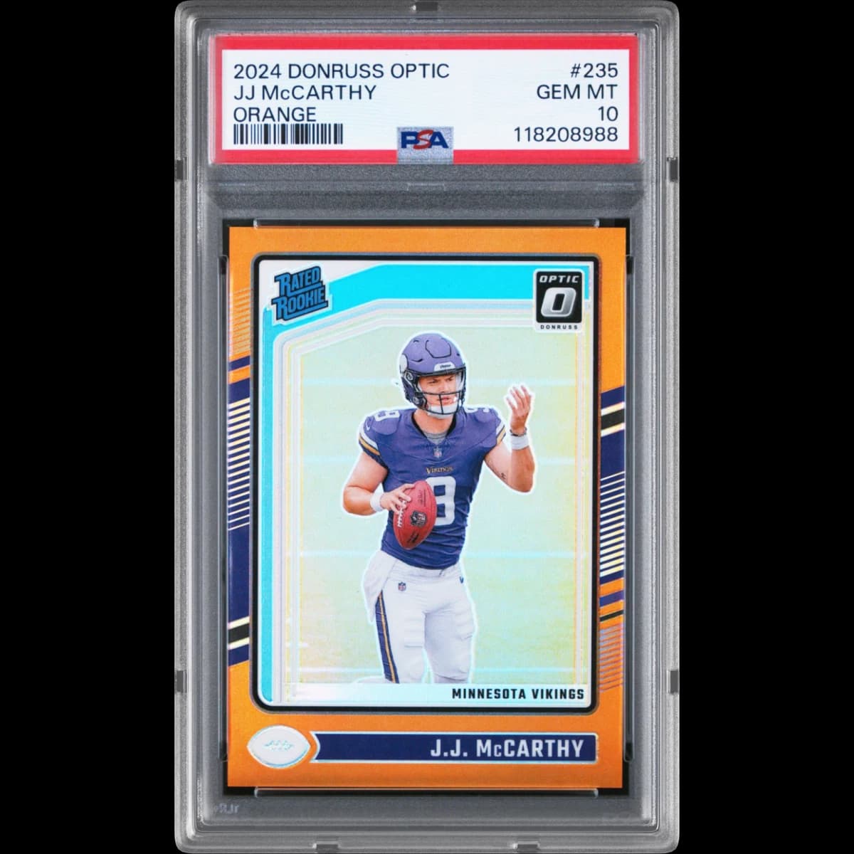 2024 Panini Donruss Optic #235 JJ McCarthy - Orange (PSA 10 GEM MINT)