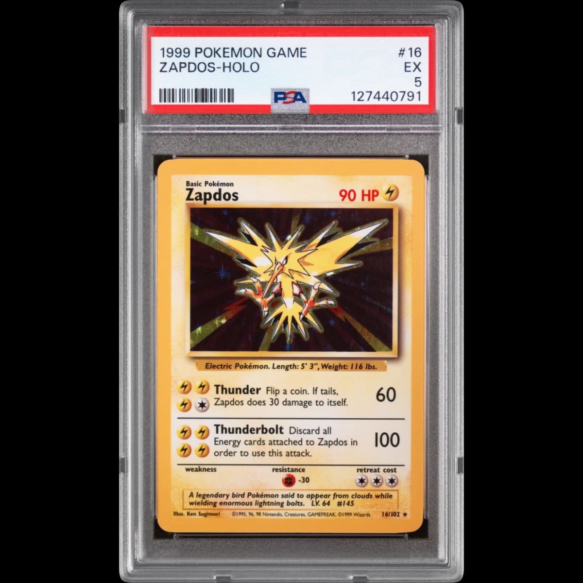 1999 Pokémon Game #16 Zapdos - Holo (PSA 5 EX)