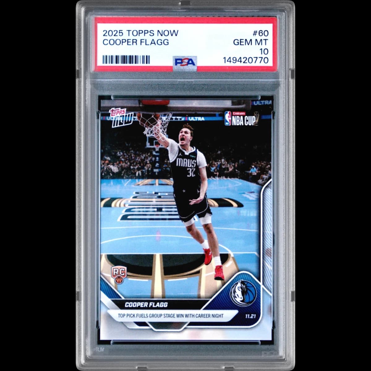 2025 Topps Now #60 Cooper Flagg (PSA 10 GEM MINT)