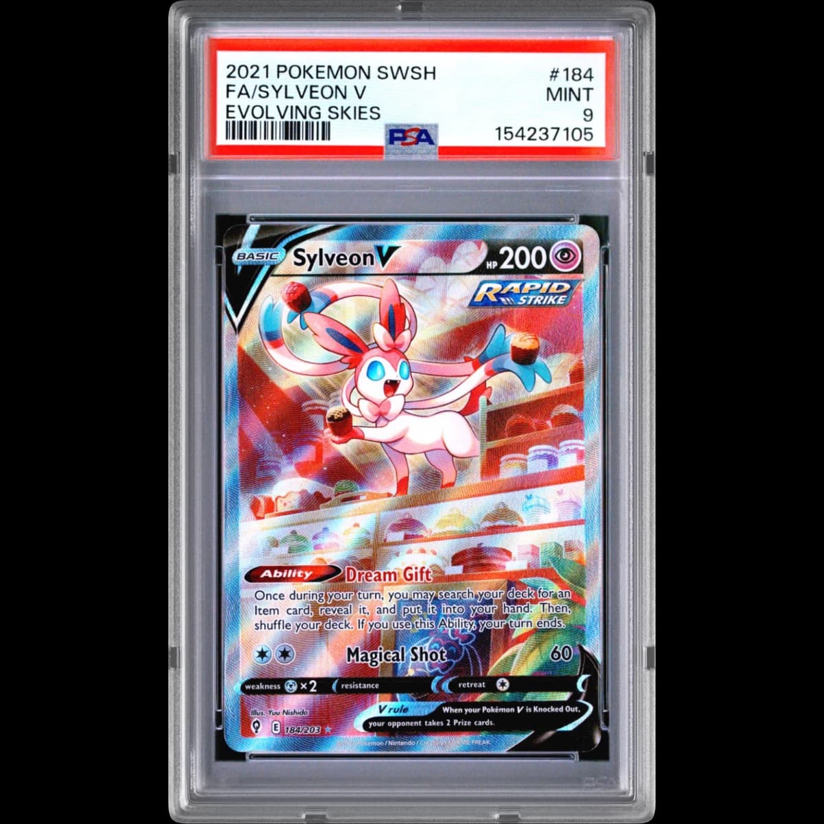 2021 Pokémon Sword & Shield Evolving Skies #184 Sylveon V - Holo Full Art (PSA 9 MINT)