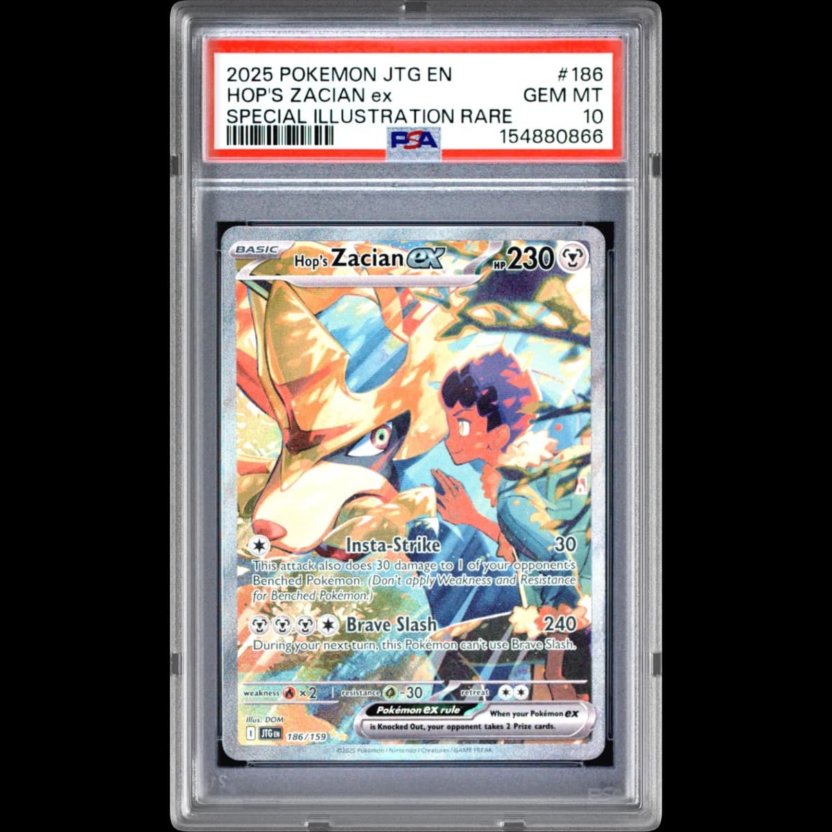 2025 Pokémon Jtg EN-Journey Together #186 Hop's Zacian EX - Holo Special Illustration Rare (PSA 10 GEM MINT)