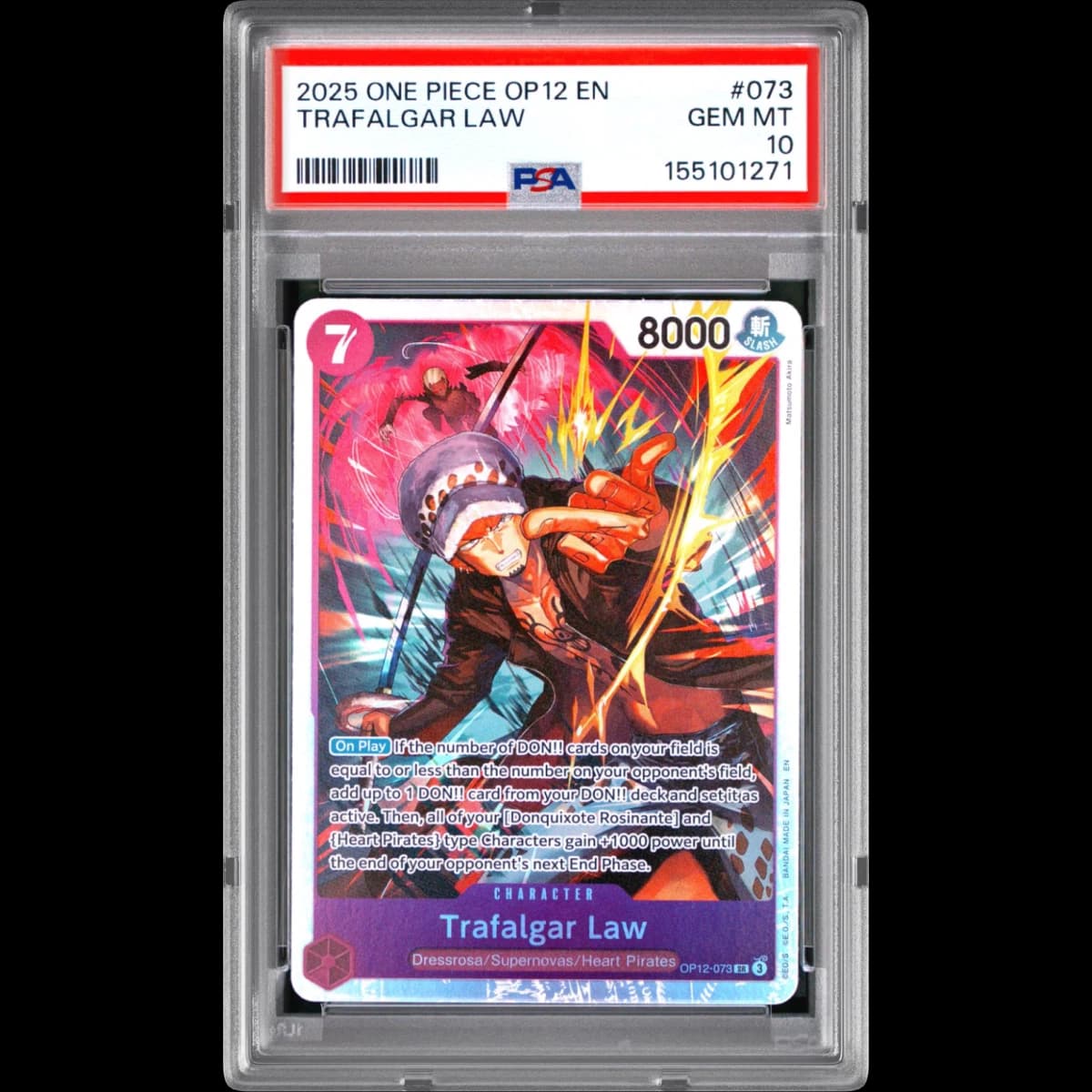 2025 One Piece OP12-Legacy of the Master #073 Trafalgar Law (PSA 10 GEM MINT)