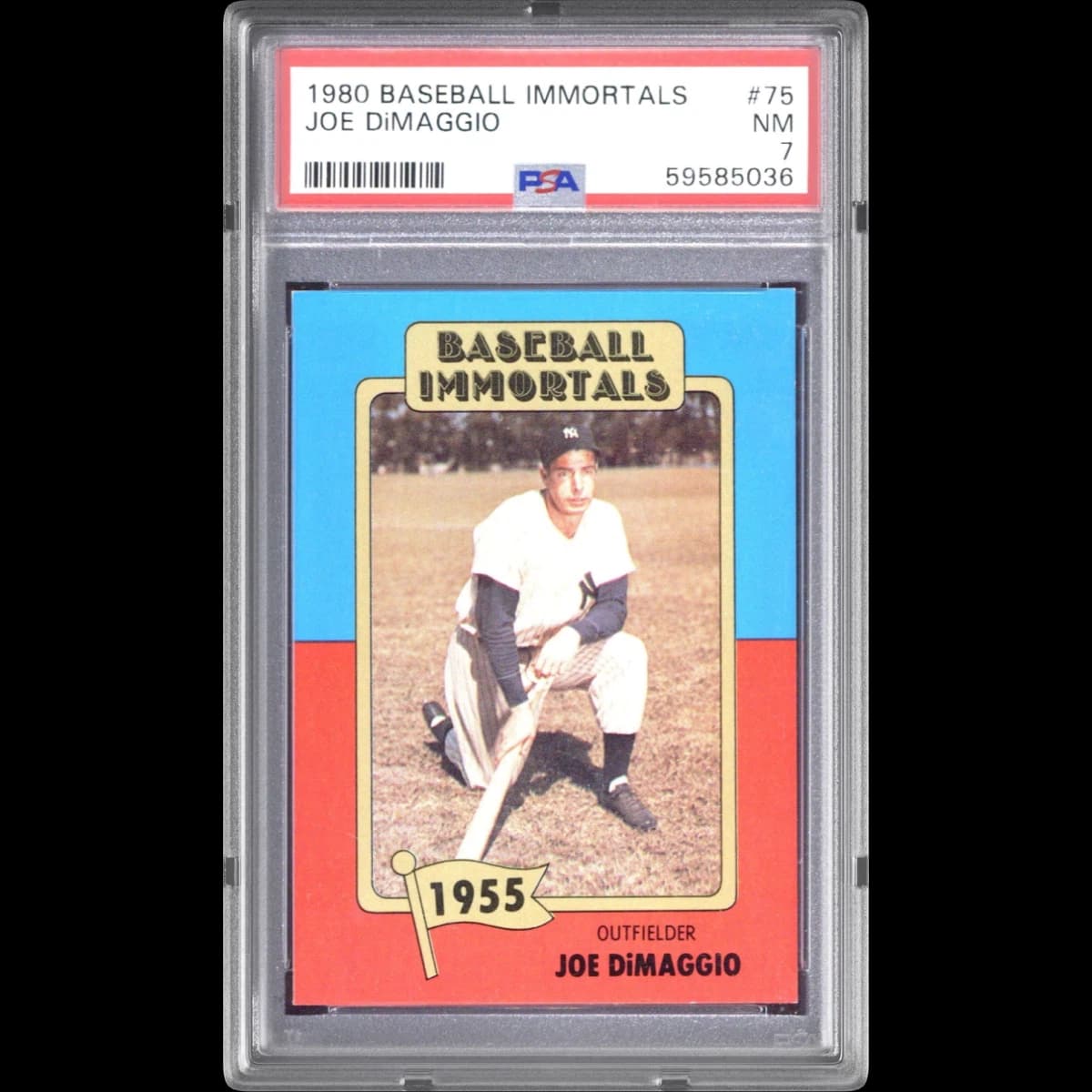 1980 Baseball Immortals #75 Joe DiMaggio (PSA 7 NM)