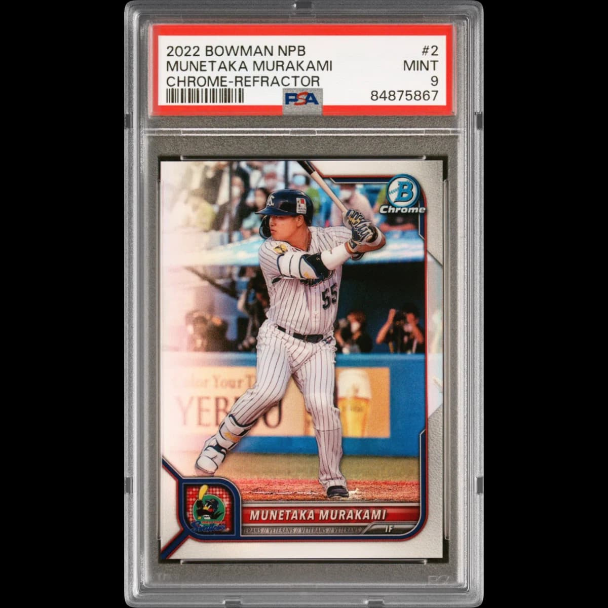 2022 Bowman Npb #2 Munetaka Murakami - Chrome-Refractor (PSA 9 MINT)