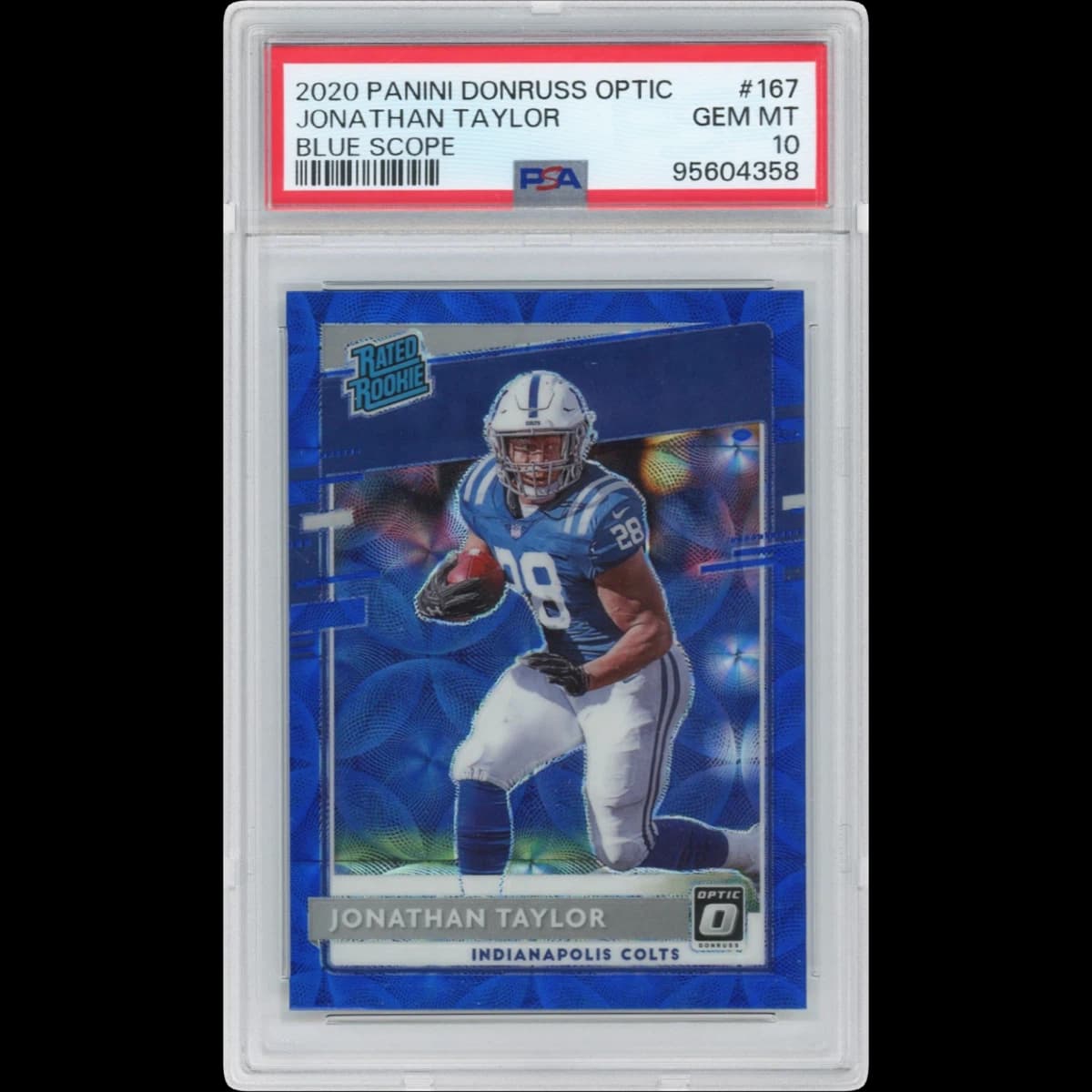 2020 Panini Donruss Optic #167 Jonathan Taylor - Blue Scope (PSA 10 GEM MINT)