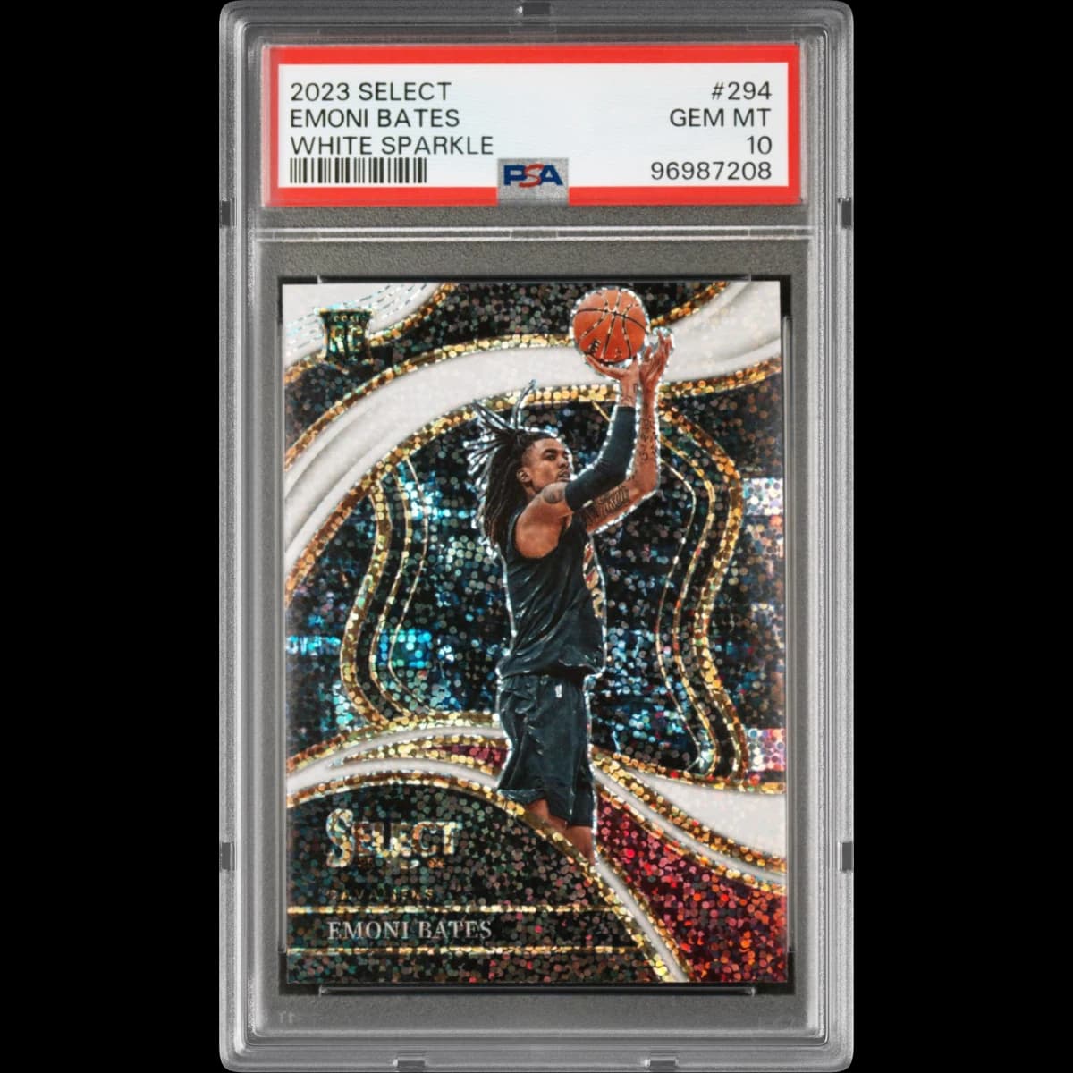 2023 Panini Select #294 Emoni Bates - White Sparkle (PSA 10 GEM MINT)
