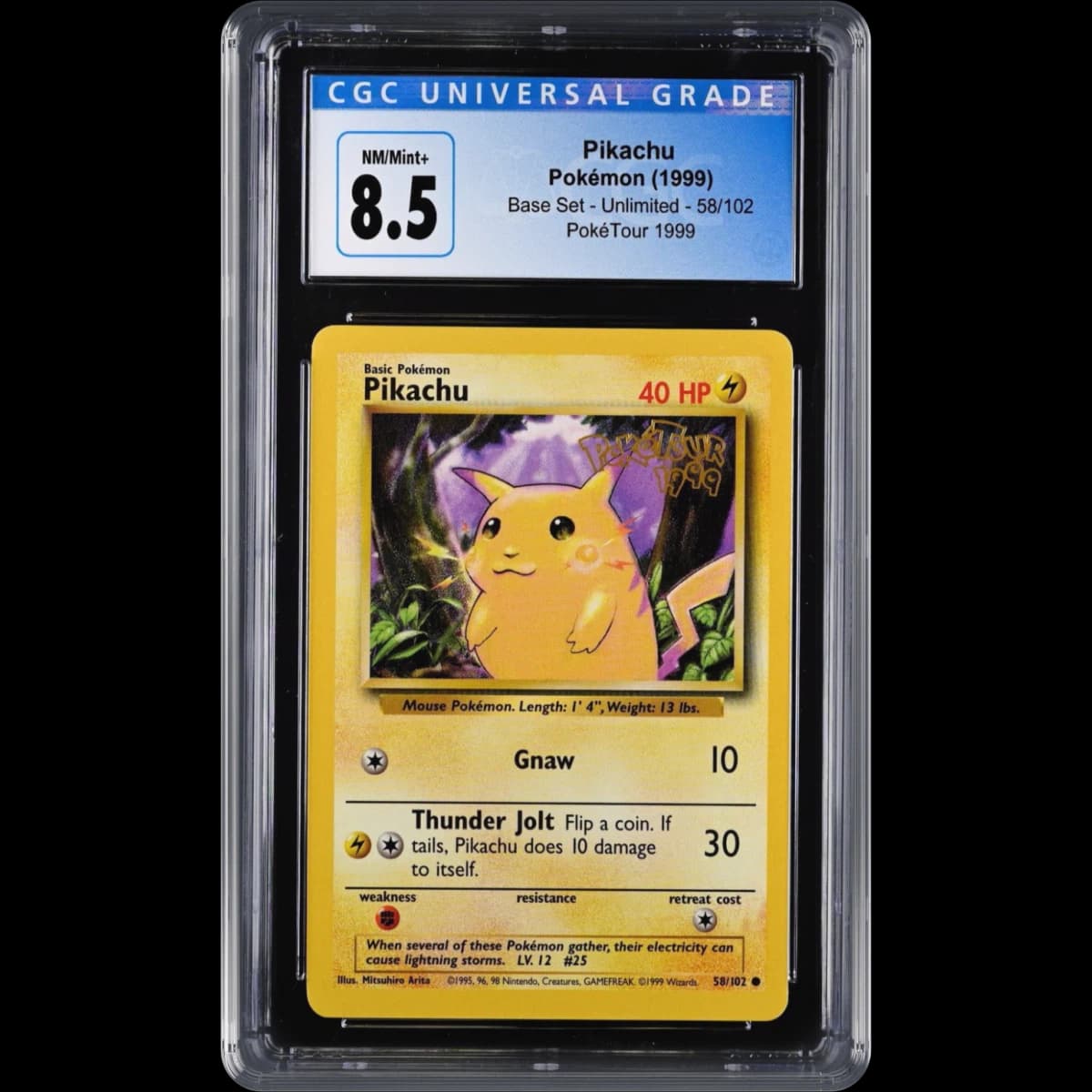 1999 Base Set #58/102 Pikachu - PokéTour 1999 (CGC 8.5 NM-MT+)