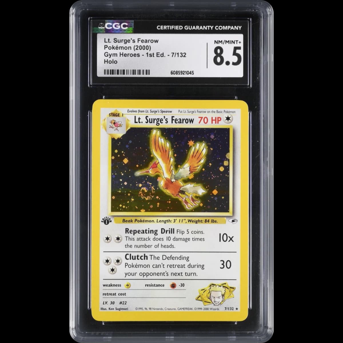 2000 Gym Heroes #7/132 Lt. Surge's Fearow - 1st Edition Holo (CGC 8.5 NM-MT+)