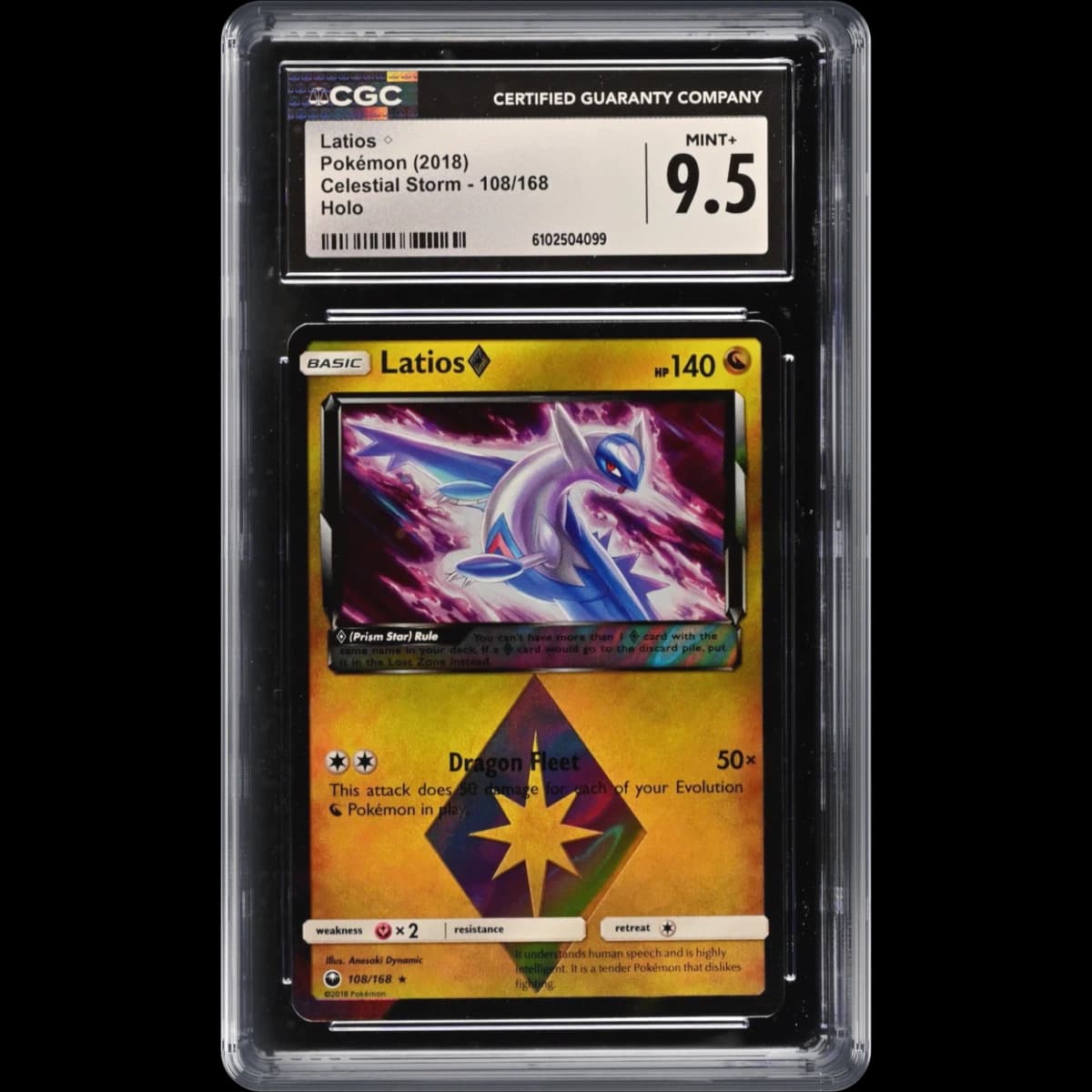 2018 Celestial Storm #108/168 Latios ◇ - Holo (CGC 9.5 MINT+)