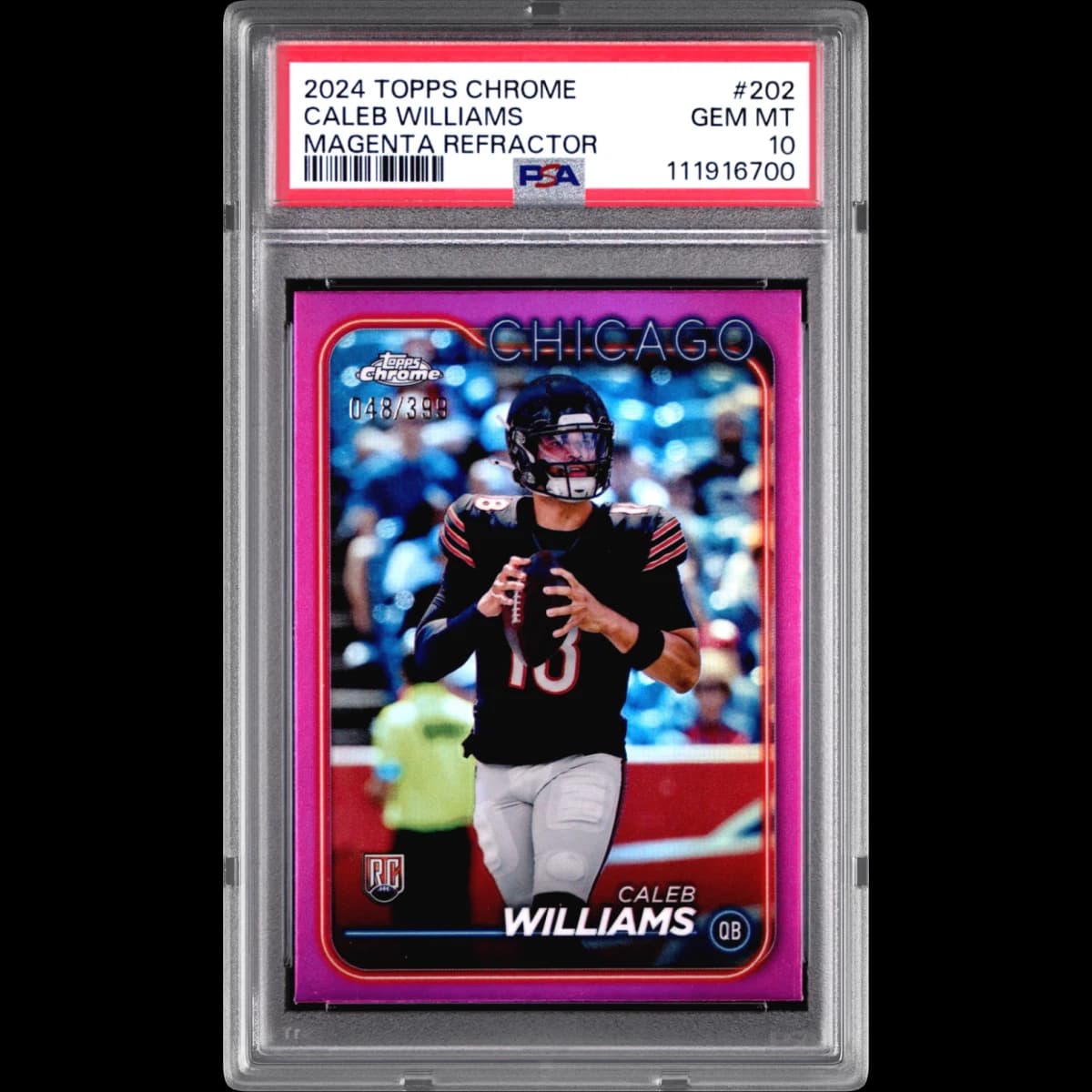 2024 Topps Chrome #202 Caleb Williams - Magenta Refractor (PSA 10 GEM MINT)