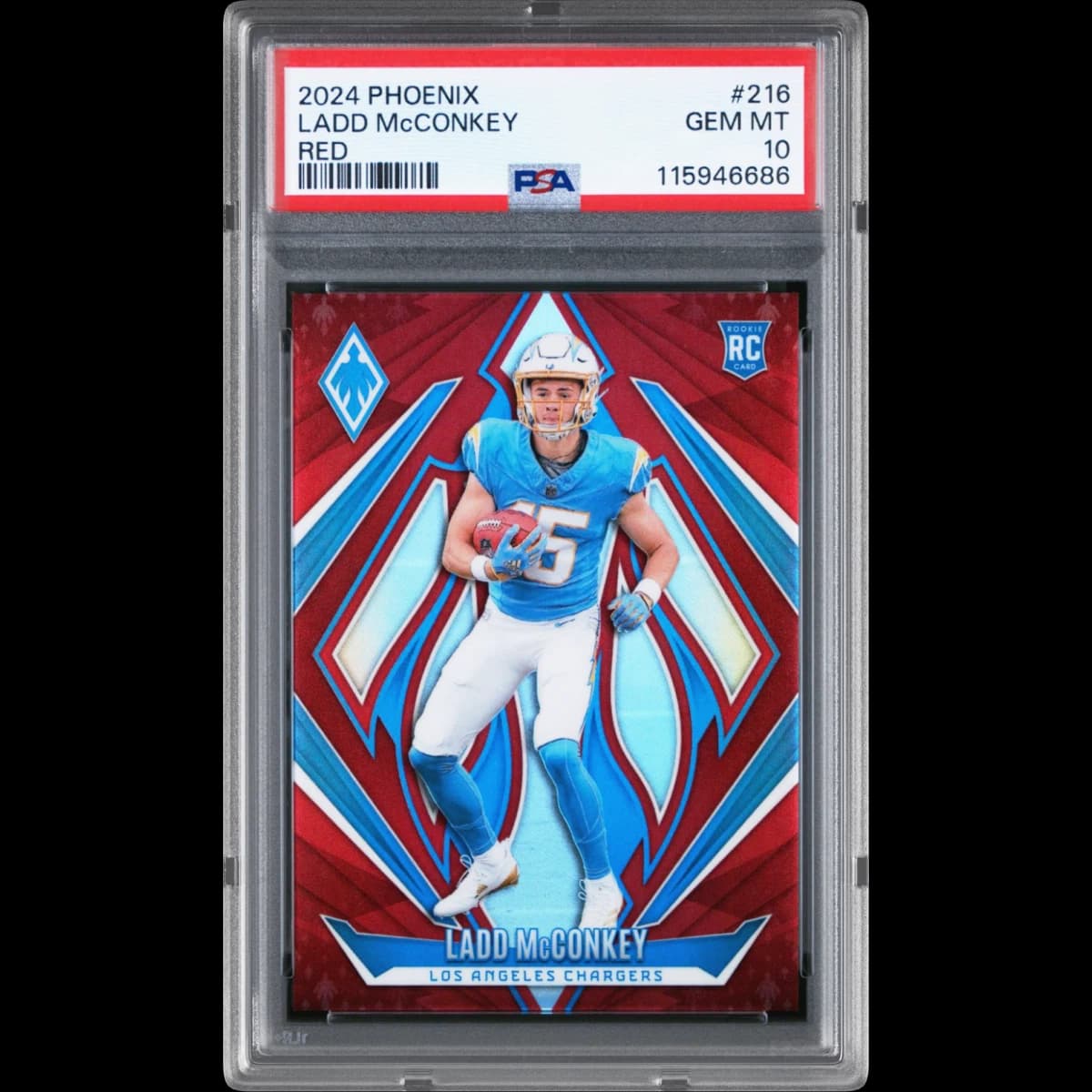 2024 Panini Phoenix #216 Ladd McConkey - Red (PSA 10 GEM MINT)