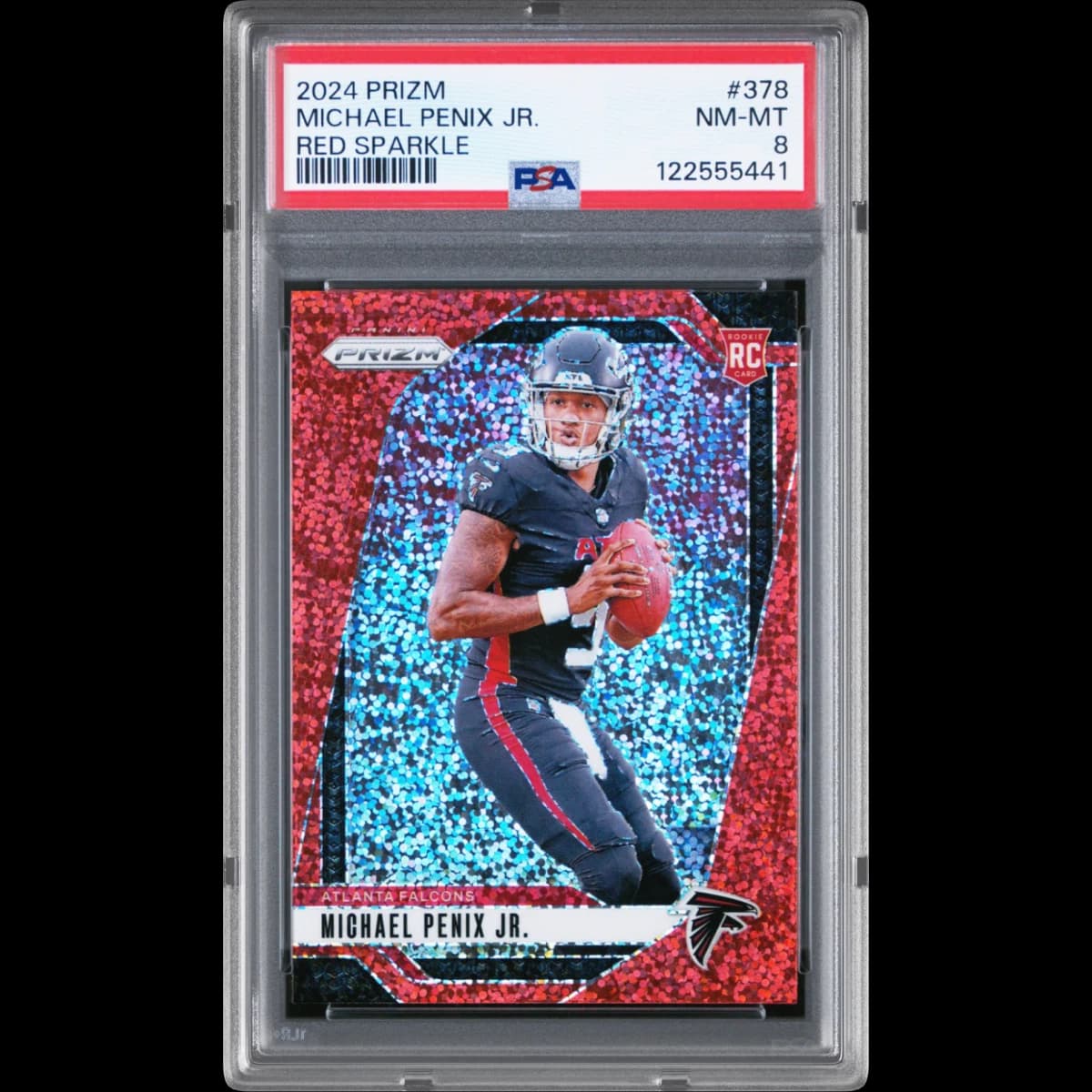 2024 Panini Prizm #378 Michael Penix Jr. - Red Sparkle (PSA 8 NM-MT)