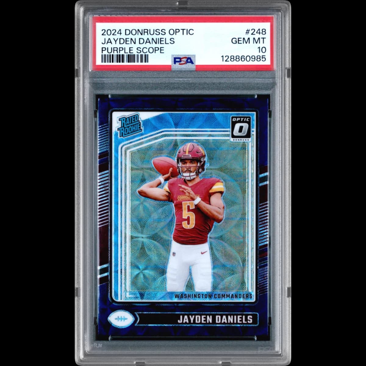2024 Panini Donruss Optic #248 Jayden Daniels - Purple Scope (PSA 10 GEM MINT)