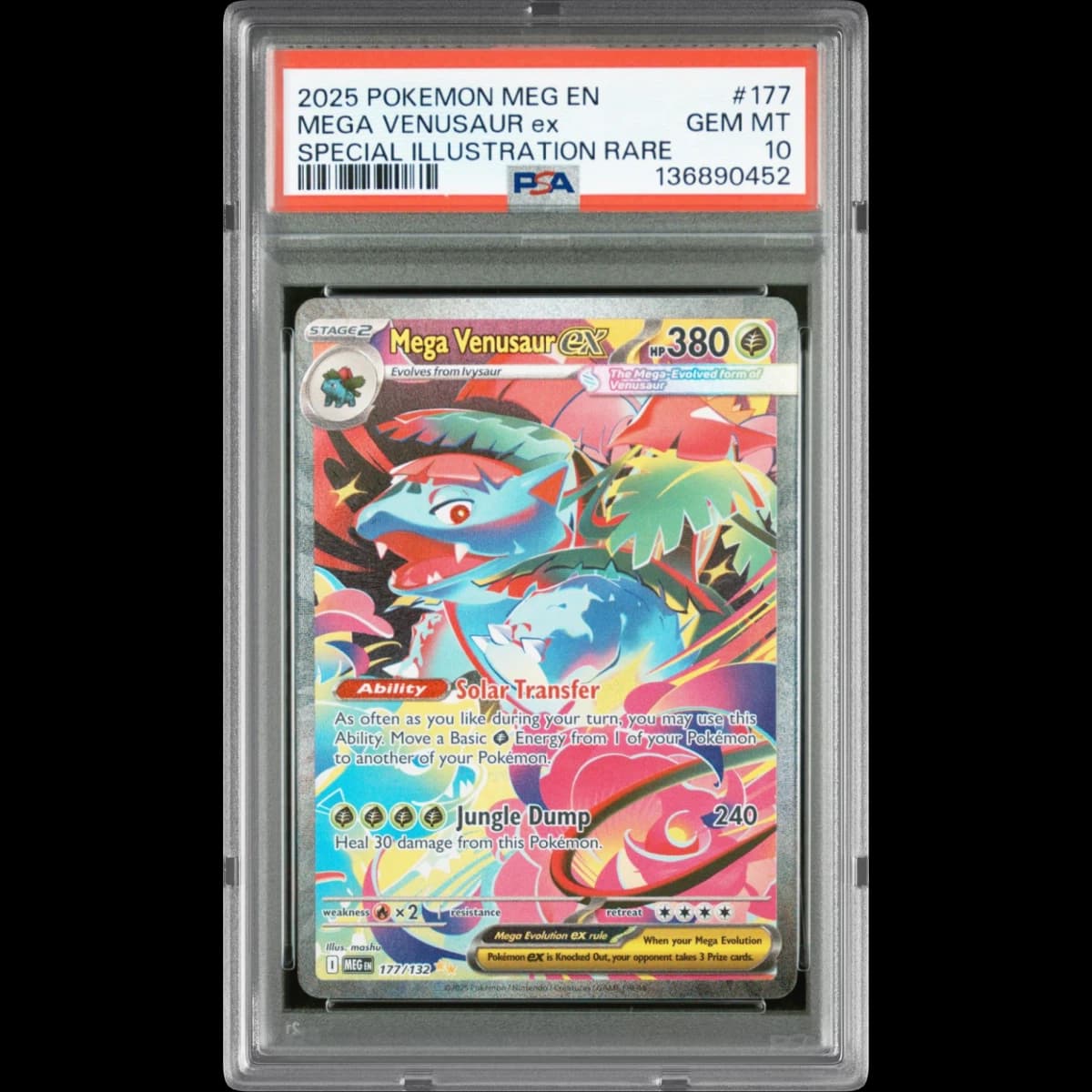2025 Pokémon Meg EN-Mega Evolution #177 Mega Venusaur EX - Holo Special Illustration Rare (PSA 10 GEM MINT)