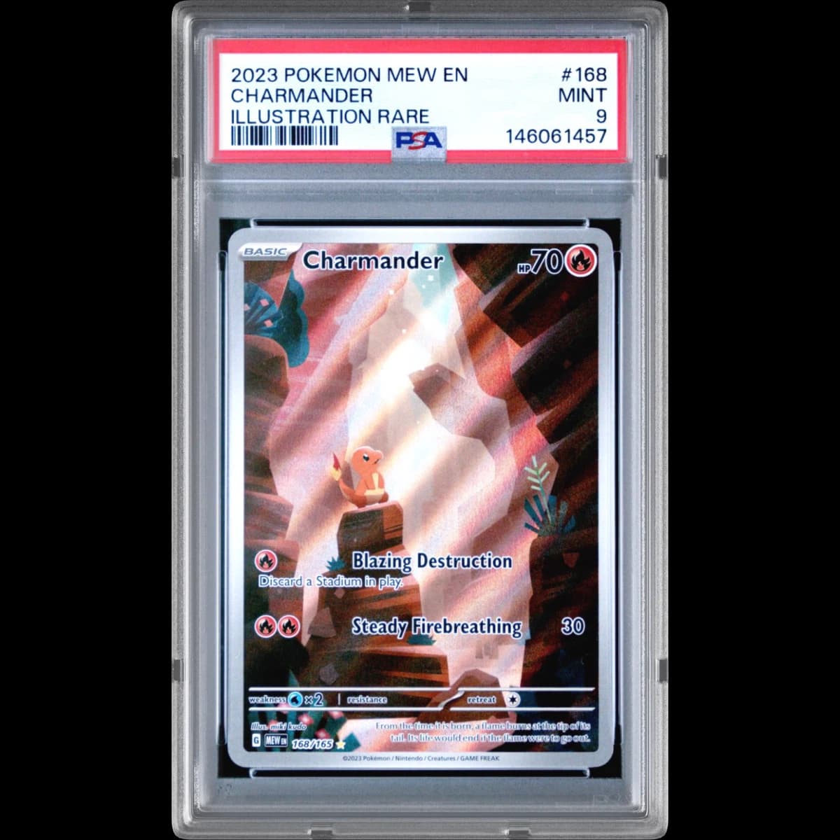 2023 Pokémon Mew EN-151 #168 Charmander - Illustration Rare (PSA 9 MINT)