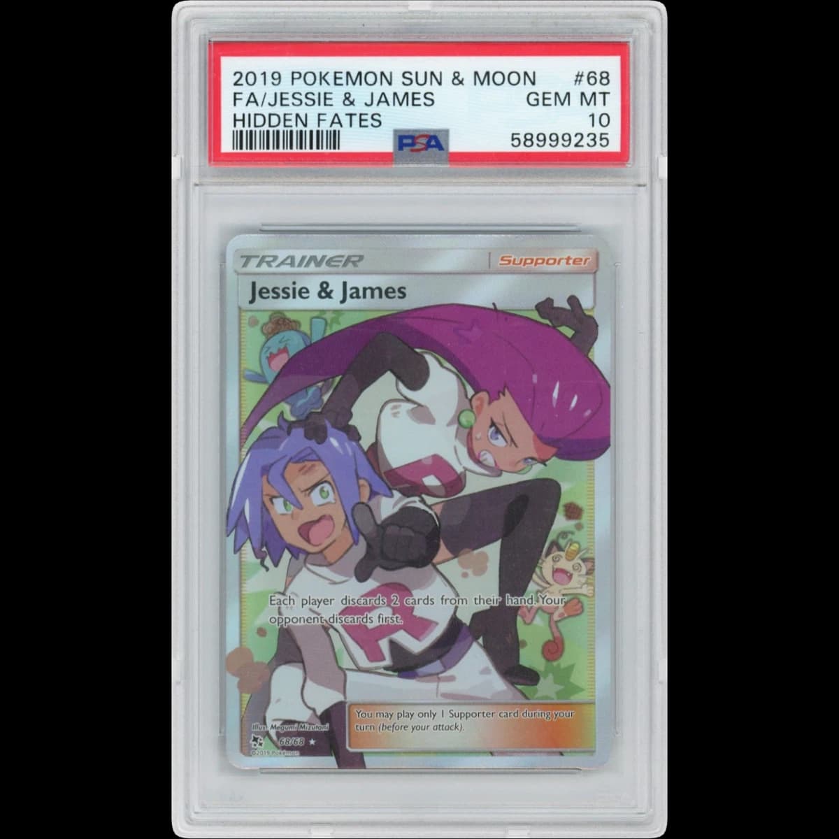 2019 Pokémon Sun & Moon Hidden Fates #68 Jessie & James - Full Art (PSA 10 GEM MINT)