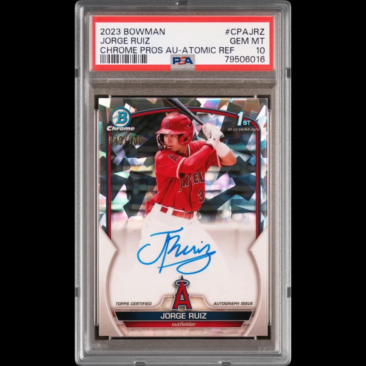 2023 Bowman Chrome Prospect Autographs #CPAJRZ Jorge Ruiz - Atomic Refractor (PSA 10 GEM MINT)