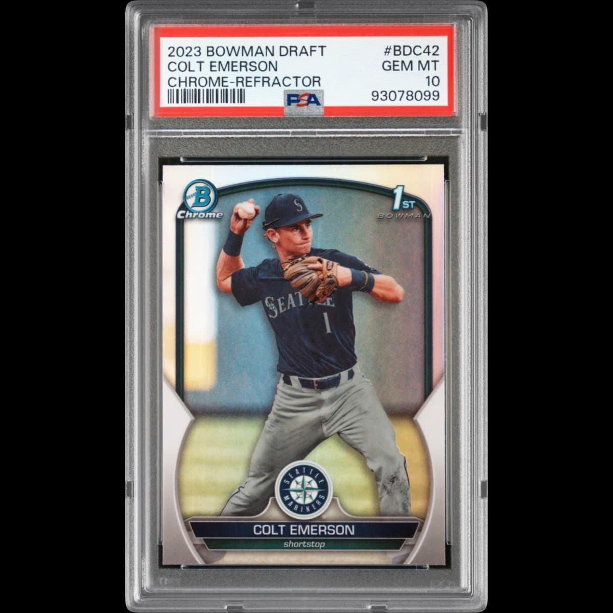 2023 Bowman Draft #BDC42 Colt Emerson - Chrome-Refractor (PSA 10 GEM MINT)