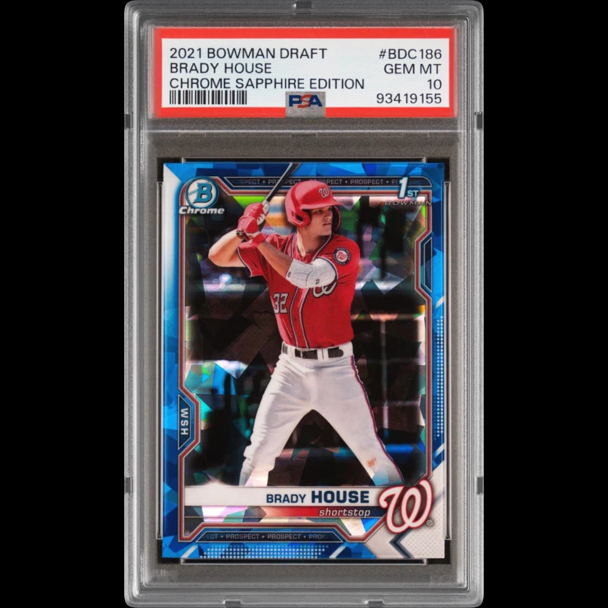 2021 Bowman Draft Chrome Sapphire Edition #BDC186 Brady House (PSA 10 GEM MINT)
