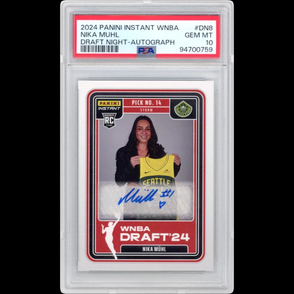 2024 Panini Instant WNBA Draft Night #DN8 Nika Muhl - Autograph (PSA 10 GEM MINT)