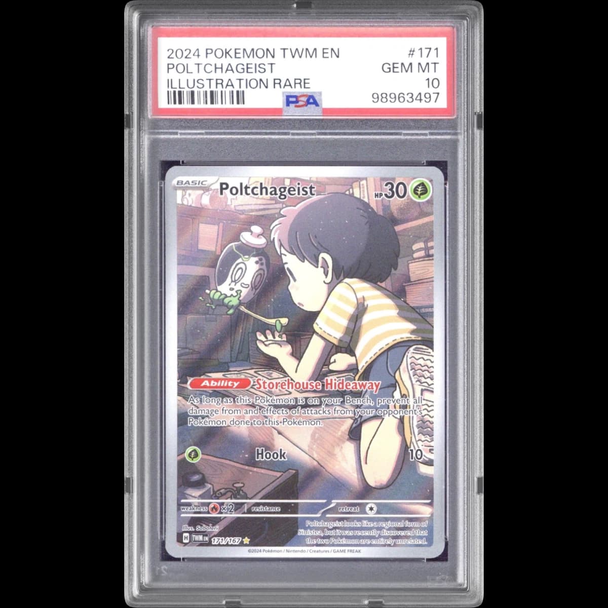 2024 Pokémon Twm EN-Twilight Masquerade #171 Poltchageist - Illustration Rare (PSA 10 GEM MINT)